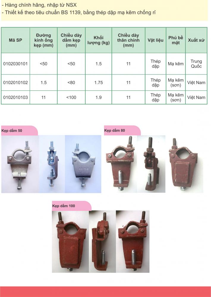 Thiết bị giàn giáo: Khóa giáo - kẹp dầm