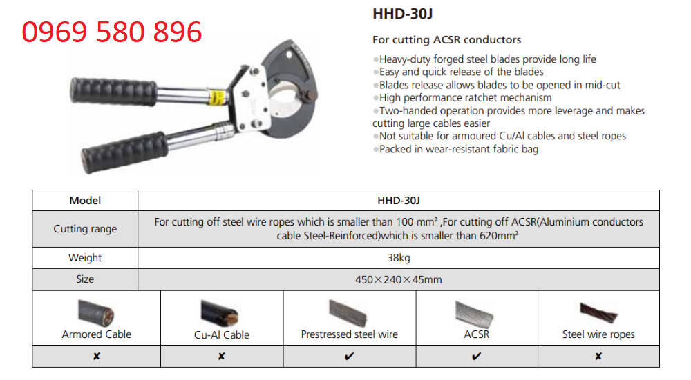  KÌM CẮT CÁP J30-  HƯNG THỊNH PHÁT 